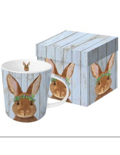 Niebieski kubek z królikiem w ozdobnym pudełku 350ml